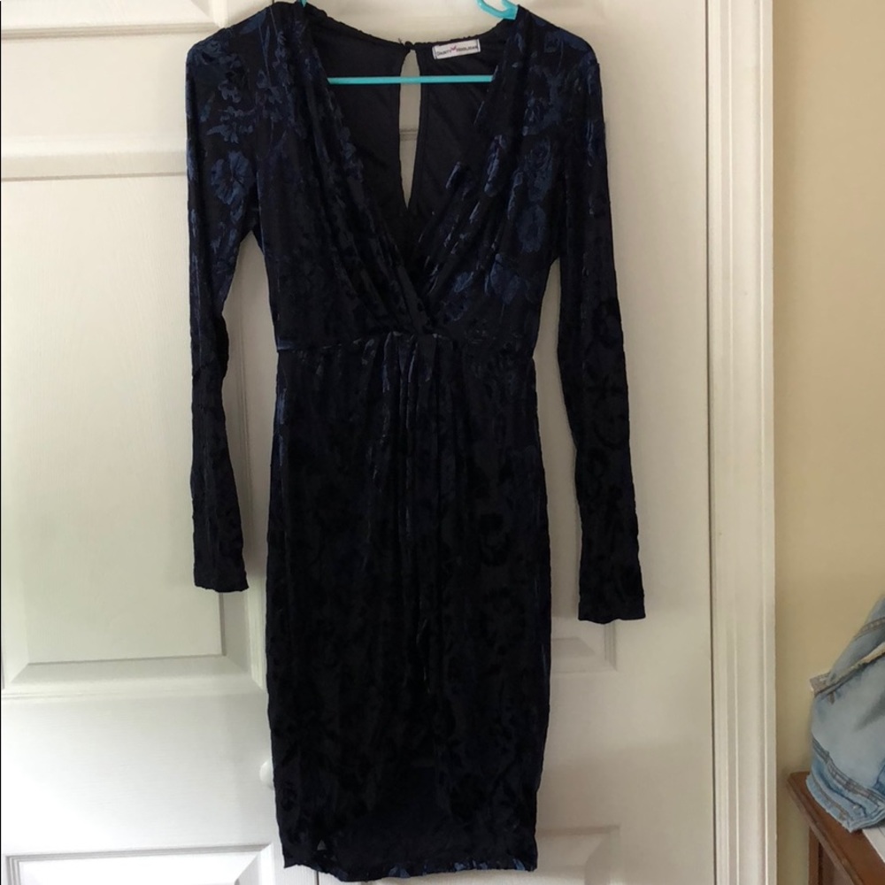 Navy floral wrap dress. Semi formal. Worn once.